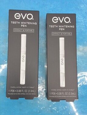 EVO Teeth Whitening Pen Compact Portable Whitening Gel Pens, Bundle Of 2, NEW